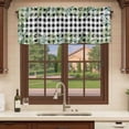 thumbnail image 6 of Eucalyptus Leaves Curtain Valances for Windows, Kitchen Valance Window Treatments Panel 2 Pack, Summer Botanical Black Checked Rod Pocket Short Curtains for Bathroom Bedroom 54 x 18 Inch, 6 of 8