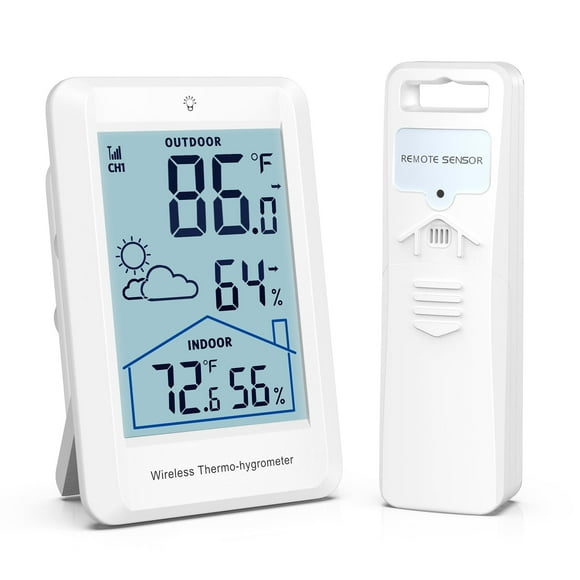 AMIR Indoor Outdoor Thermometer Wireless Weather Stations, Accurate Digital Hygrometer Temperature Humidity Meter,328ft/100m Range,Inside Outside Thermometer for Home Patio(White)