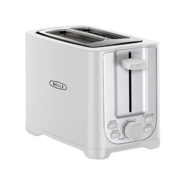 BELLA tostador de 2 rebanadas con apagado automático, ranuras extra anchas y bandeja extraíble para migas y función de cancelación, descongelación y recalentamiento, pan tostado, bagel y gofre, color