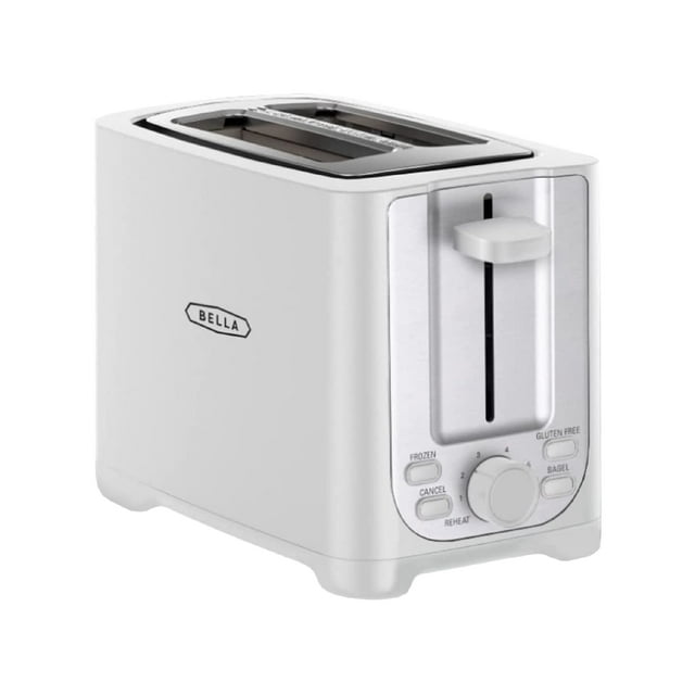 BELLA tostador de 2 rebanadas con apagado automático, ranuras extra anchas y bandeja extraíble para migas y función de cancelación, descongelación y recalentamiento, pan tostado, bagel y gofre, color