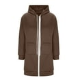 thumbnail image 4 of Long Hoodies for Women Zip Up Fleece Oversized Long Sleeve Sweatshirt Winter Warmy Hoodie Dress with Pockets, 4 of 5