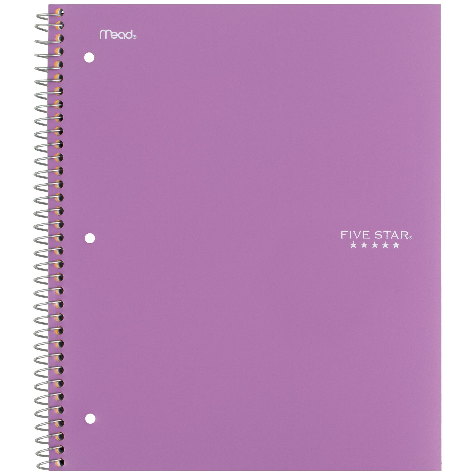 (4 pack) Five Star Spiral Notebook + Study App, 5 Subject, Wide Ruled, 8" x 10.5", Amethyst
