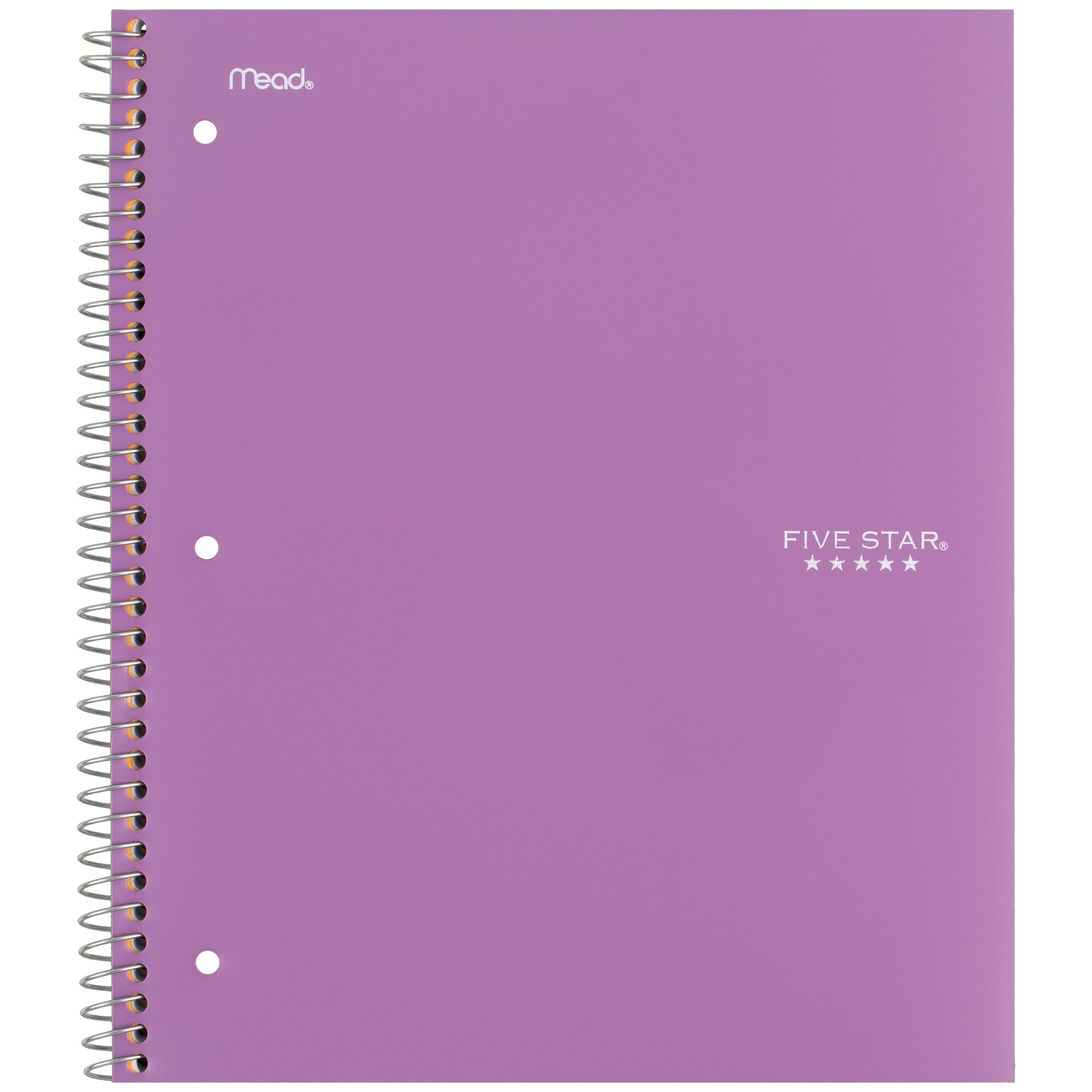 Cuaderno espiral Five Star + app de estudio, 1 materia, rayado ancho, 8" x 10.5", amatista 7