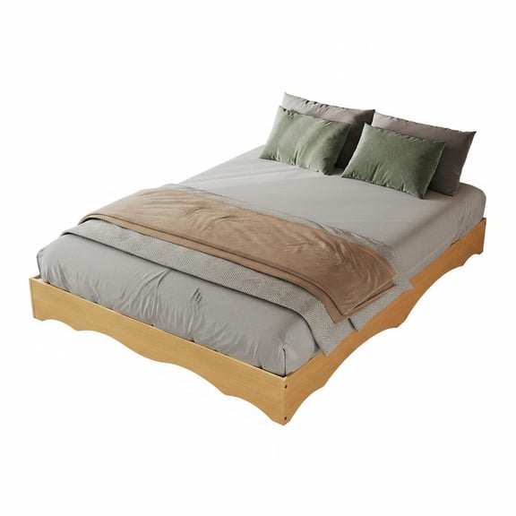 Minimalist Noise-Free Queen Platform Bed Frame - Sturdy Pine Wood, Low Profile Japanese Style, Sturdy Slat Support, Easy Assembly, No Box Spring Needed - Size: Queen, Color: Pine