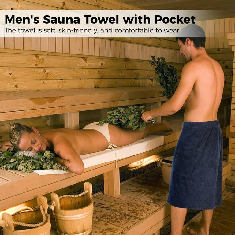 Men's Sauna Kilt with Pocket, Men's Sauna Towel with Practical Pocket,  Wearable Bath Towel for Men, Adjustable Sauna Towel, Shower Towel with  Elastic