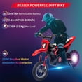thumbnail image 4 of Lumiparty 24V Electric Off-Road Motorcycle, 250W Motor 13.6MPH Fast Speed Motocross Dirt Bike, Twist Grip Throttle, Metal Suspension, Air-Filled Tires, for Kids Teens Age 8+, Red, 4 of 8