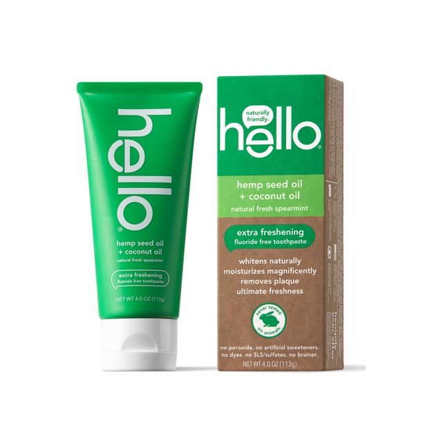 Hello Hemp Seed Oil Coconut Oil Extra Freshening Fluoride Free Toothpaste Vegan Sls Free 4oz Walmart Com Walmart Com