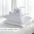 thumbnail image 5 of Simple&Opulence 100% French Linen Sheet Set Breathable Durable for Hot Sleepers Bedding 3 Pcs - 1 Flat Sheet,1 Fitted Sheet,1 Pillowcase with Hemstitch Lace Embroidery Design (White, Twin), 5 of 9