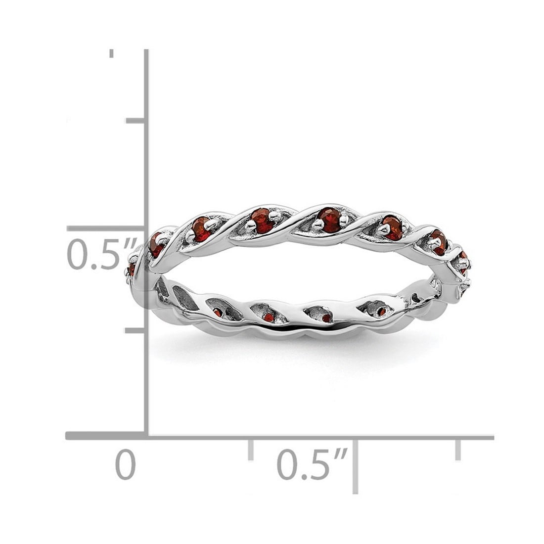 2.5mm 925 Sterling Silver Polished Prong set Stackable Garnet Ring Size 8 Stackable Ring for Women