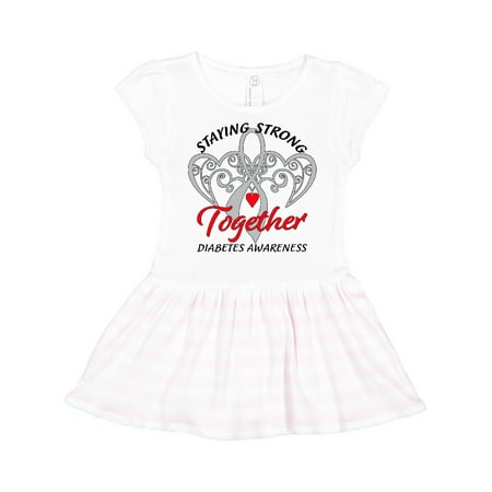 

Inktastic Diabetes Awareness Gray Ribbon Red Heart Gift Toddler Girl Dress
