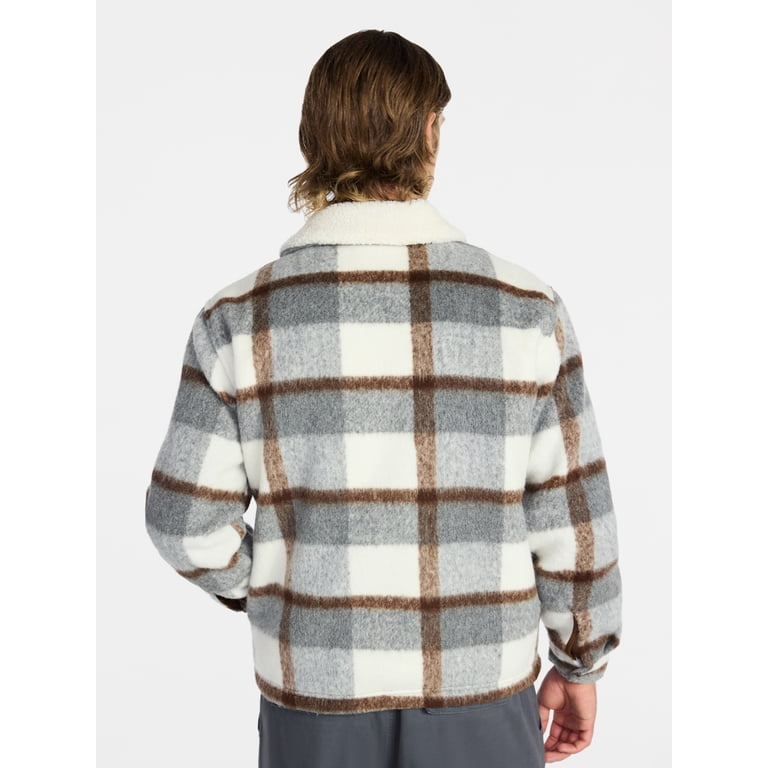 No Boundaries High-Pile Fleece Lined Plaid Overshirt photo 3
