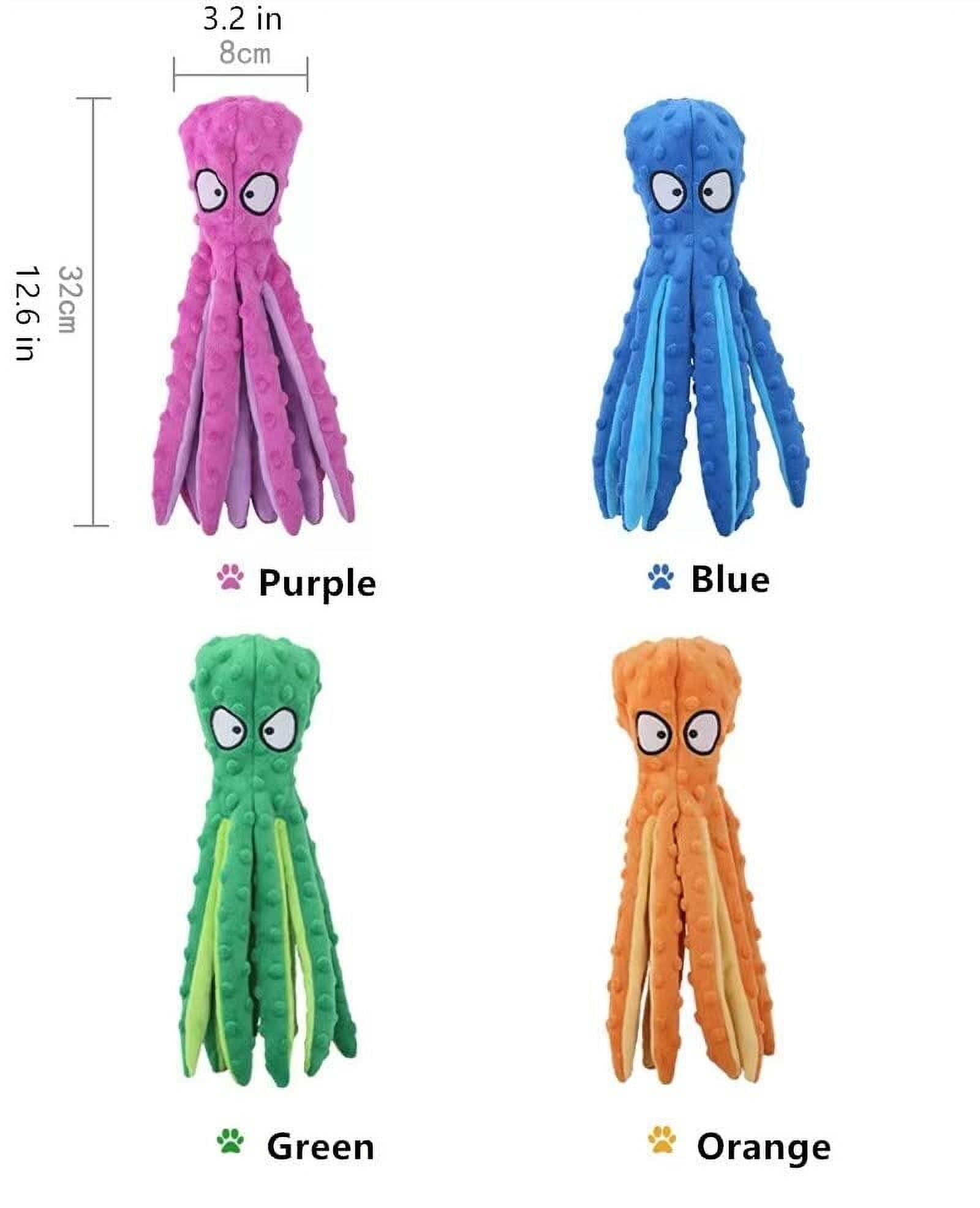 Squeaky Dog Toys for Large Dogs, No Stuffing Crinkle Paper Plush Dog Toys for Puppy Teething, Dog Toys, Durable Interactive Dog Toys for Small Medium Dogs, Dog Squeaky Octopus Toys(4 Pack)