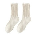 thumbnail image 1 of GDREDA Ankle Socks Women's Fall/winter Thick Hoop Socks Thermal High Stocking Socks Beige,One Size, 1 of 5
