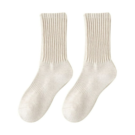 Bibifish Womens Socks Fall Winter Warm Thick Hoop Socks Casual Solid Color Comfortable Cozy Thermal Socks Mid Mid Length Socks For Ladies