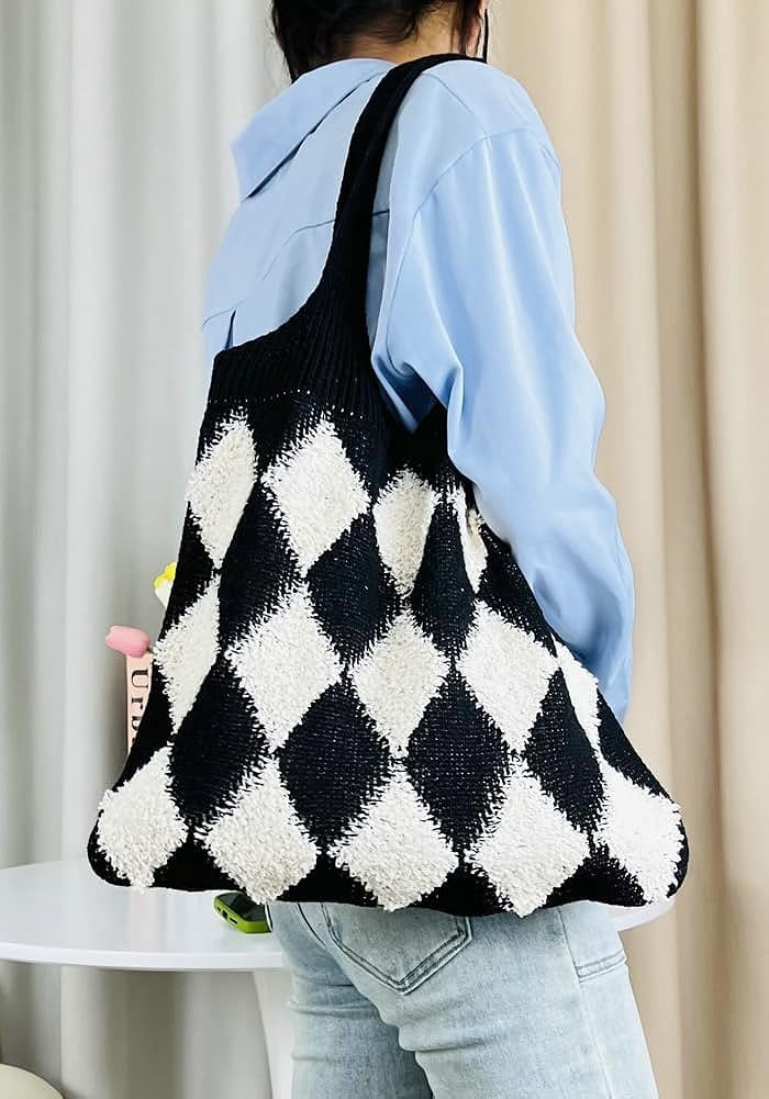 Kukuzhu Women’s Hobo Bag Crochet Large Purse Knitted Tote Bag Colorful Shopping Shoulder Bag Mesh 2023