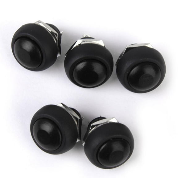 5x Waterproof Momentary Push for /Boat/Car 6 Colors - Blk, 17mm
