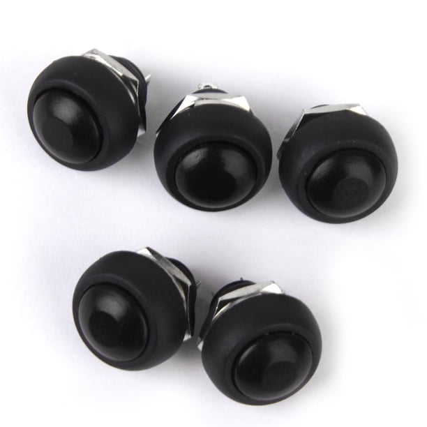 Lote de 5 interruptores momentáneos impermeables para timbre de barco, 3 A/125 V/CA, 1 A/250 V, 17 mm Negro