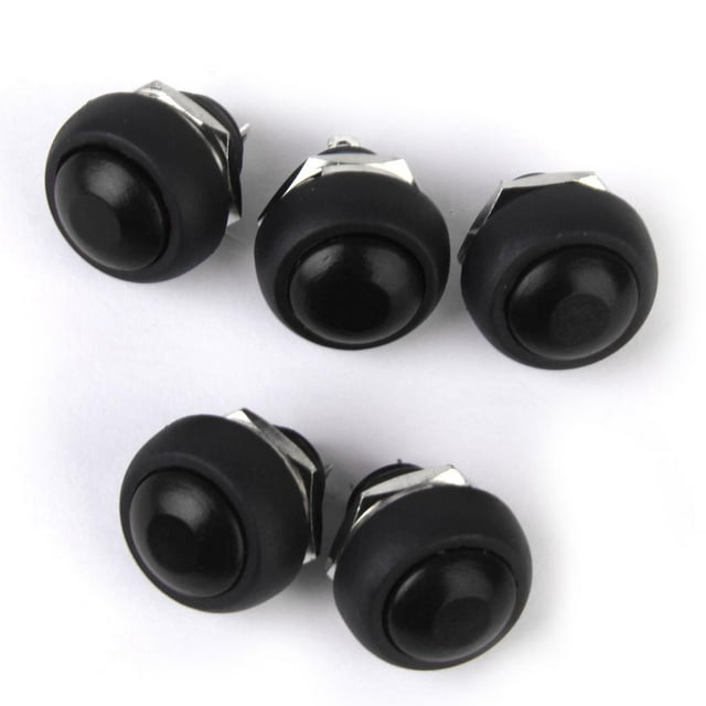 5 Pulsadores Momentáneos Impermeables para Coche 3A/125V/ 1A/250V Negro Zulema Botón pulsador momentáneo