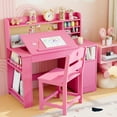 thumbnail image 2 of Bureau d'Étude pour Enfants Réglable avec Chaise – Table d'Activités en Bois avec Plateau Inclinable et Étagère de Rangement, Bibliothèque, Armoire – Meuble Ergonomique pour Enfants de 3 à 8 Ans, Chambre Ou Bureau d'Étude, Blanc, 2 of 7