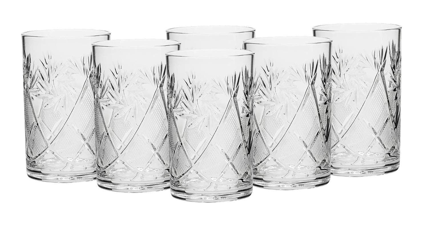 Set of 6 European Collection Crystal Drinking Glasses 8.5 oz, Vintage