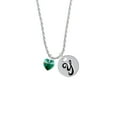 thumbnail image 2 of Delight Jewelry Green Crystal Heart Silvertone Script Initial Disc - Y - Charm Necklace, 20"+3", 2 of 4