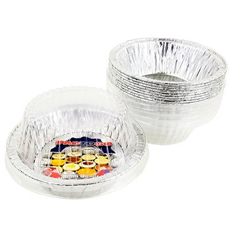 Pactogo Disposable Aluminum 5 3/4" Meat Pot Pie Extra Deep Pan Baking