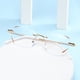 thumbnail image 5 of Gafas antienvejecimiento con luz azul perforada sin marco con borde de diamante para mujer, gafas planas para miopía, 5 of 5