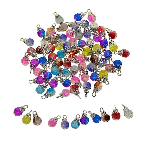 DESIGNICE 50pcs Vintage Glass Beads Handcrafted Crackle Glass Beads Drops with Wire and Bead for Jewelry Making, 15 x 8mm