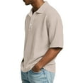 thumbnail image 4 of Dwellite Waffle Short Sleeve Men Polo Shirts Casual Big and Tall Fashion Collared Shirt Solid Color Golf Pullovers Khaki 4XL, 4 of 8