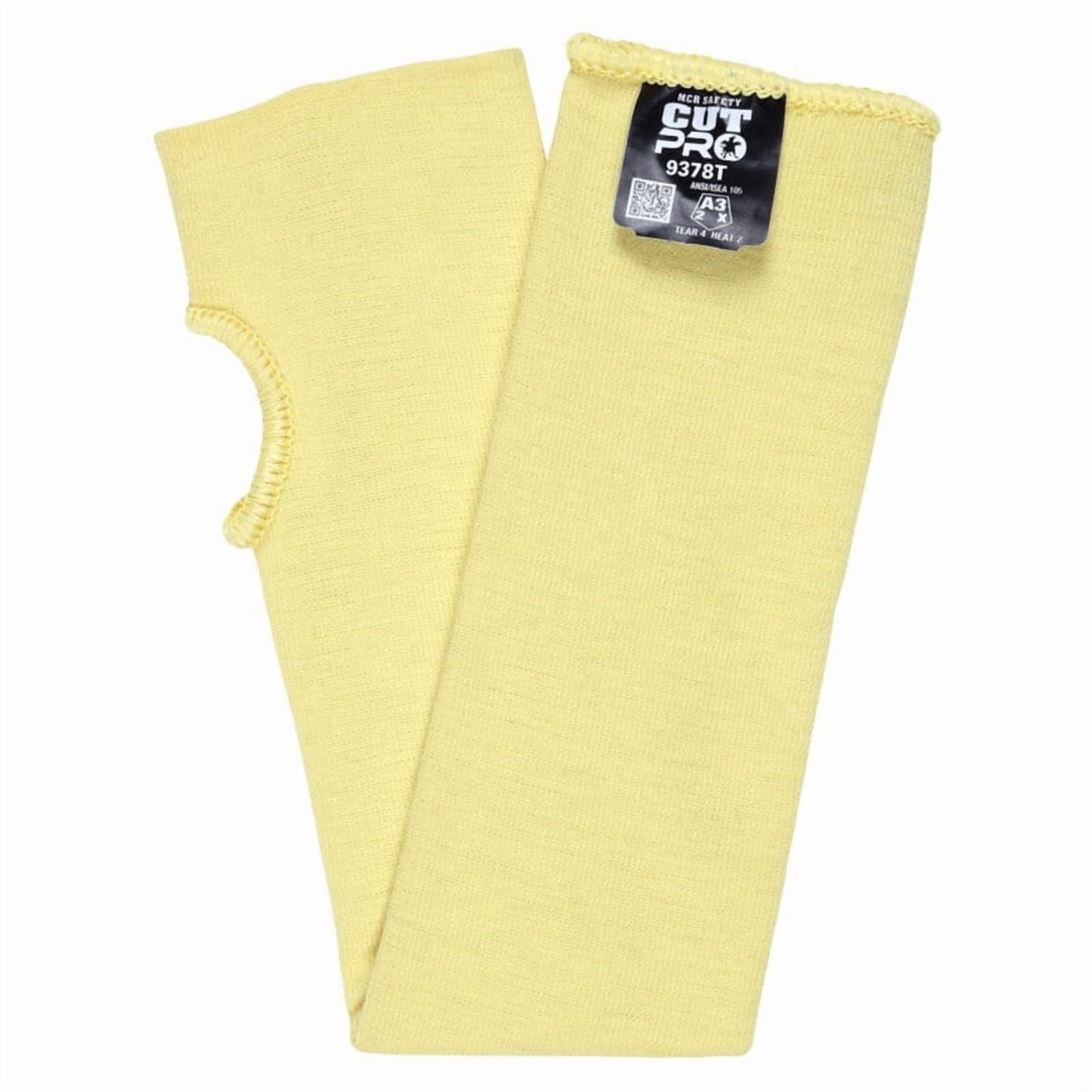 Cut Pro 9378T Cut Resistant Sleeve, 18 in L x 3.25 in W, Yellow, Universal, Slip-On with Thumbslot, 5-Pack