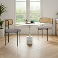 thumbnail image 5 of Farini Upholstered Dining Chair Set of 2, Rattan Backrest Kitchen Chair, Light Grey, 5 of 8