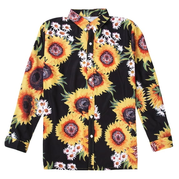 Seyurigaoka Men´s Casual Dress Shirt Long Sleeve Slim Fit Button-Up Shirt Personalized Printed Men’s Shirt