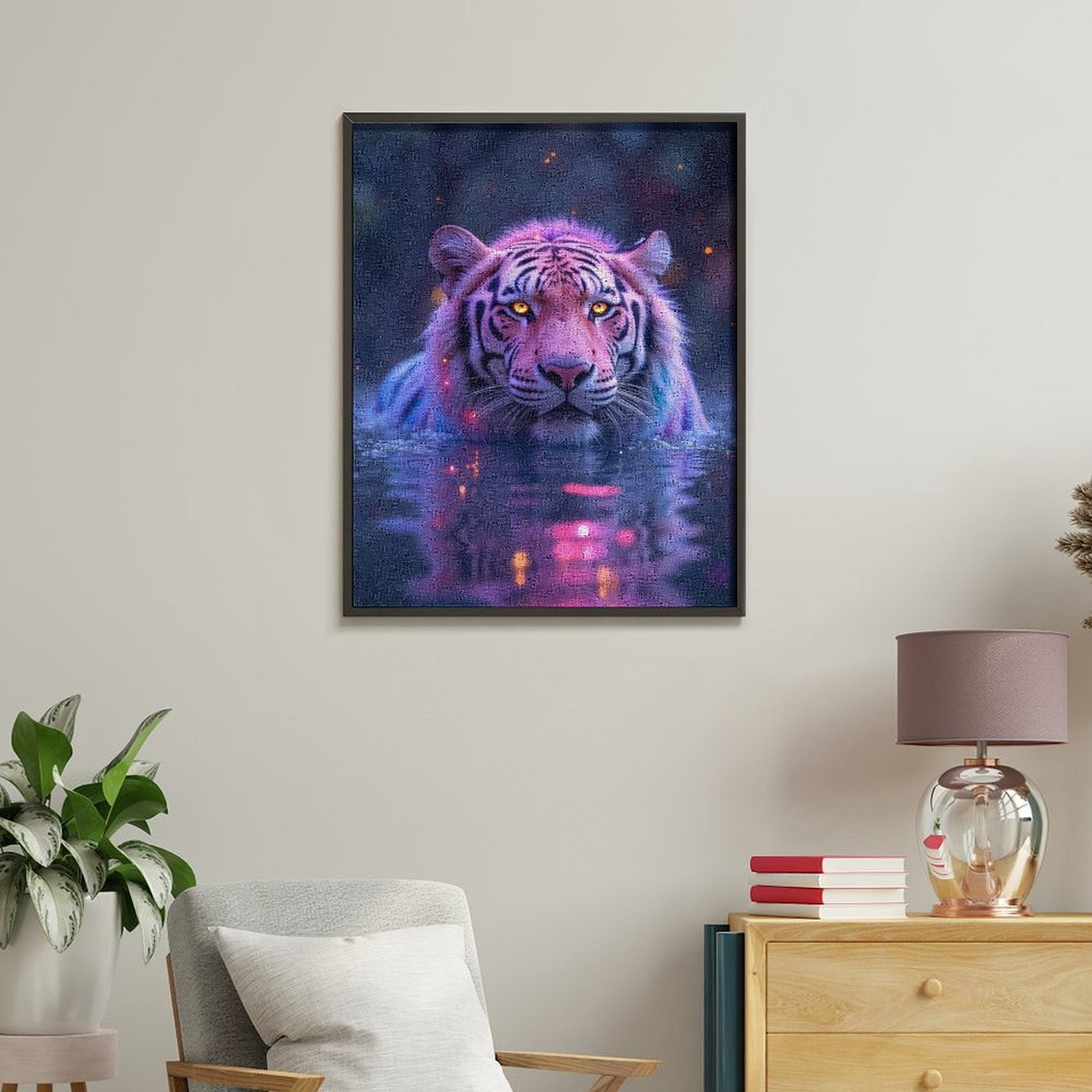 Paint by Numbers Kit for Adults, Majestic Tiger Vibrant Colors Water Paint by Numbers, Easy Paint by Numbers Kit for Adults Beginner, DIY Adult Paint by Number Kits on Canvas, Home Decor