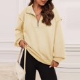 thumbnail image 3 of Shirts for Women Dressy Casual Women's Autumn And Winter Stand-up Collar Solid Color Fashion Zipper Casual Loose Fleece Top Sweatshirt, 3 of 6