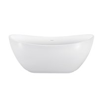 Rainlex 67" Freestanding Acrylic Soaking Bathtub, Glossy White, 90 Gal