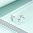 thumbnail image 3 of 925 Sterling Silver Cross Stud Earrings for Women, 3 of 8