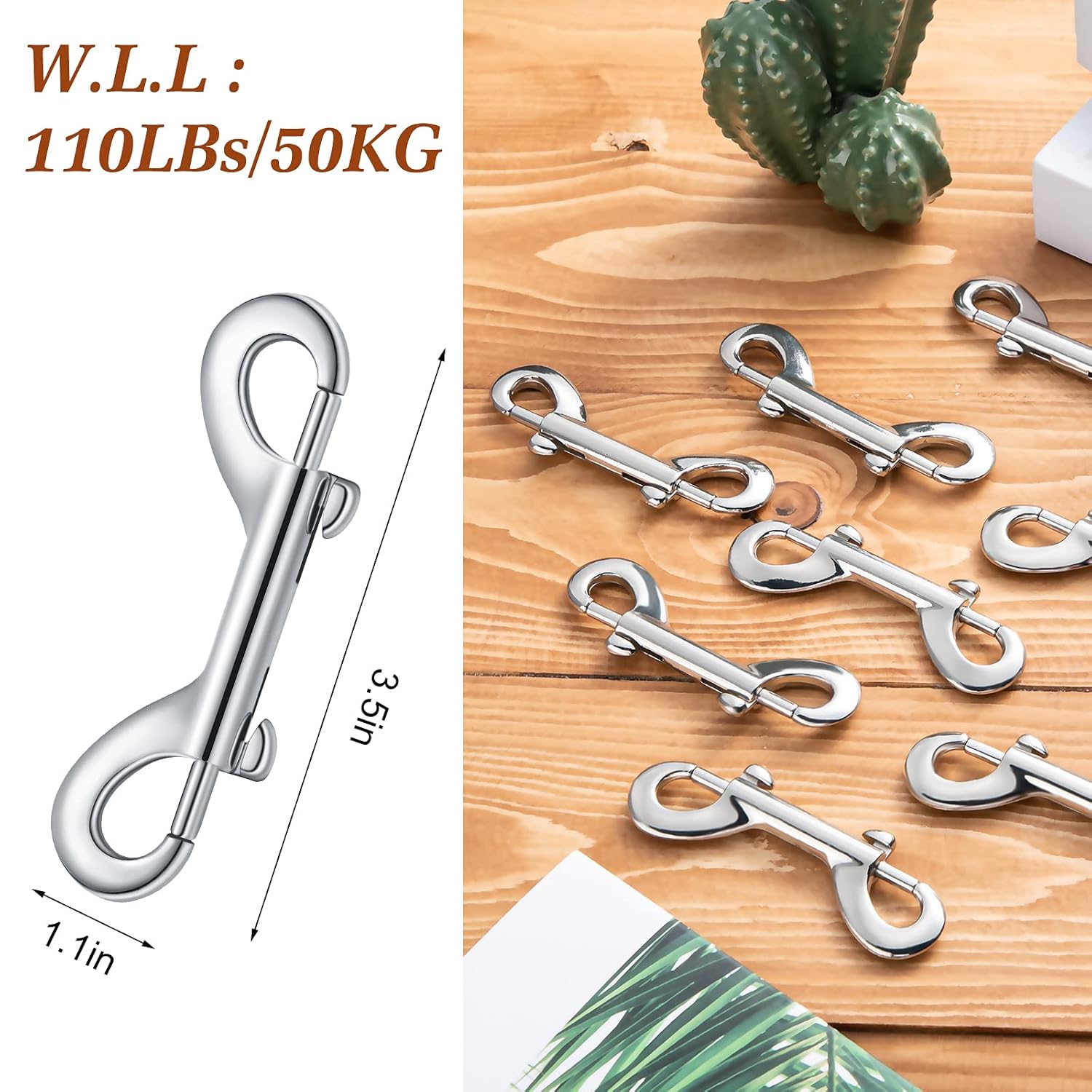 30pcs Heavy Duty Double Snap Clips, 3.5" Double Ended Snap Hooks, Zinc Alloy Chain Metal Clip for Linking Key Chain Dog Leash Collar