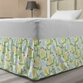 thumbnail image 1 of Dandelion Bed Skirt, Blossoming Blowballs Leaves and Ladybugs Doodle Style Nature, Elastic Bedskirt Dust Ruffle Wrap Around for Bedding Decor, 4 Sizes, Pale Blue Yellow, by Ambesonne, 1 of 2