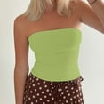 thumbnail image 6 of qolati Womens Strapless Tube Tops Y2K Going Out Cropped Fitted Tank Tops Slim Fit Trendy Layered Bandeau Shirts Backless Workout Clothes Green L, 6 of 9