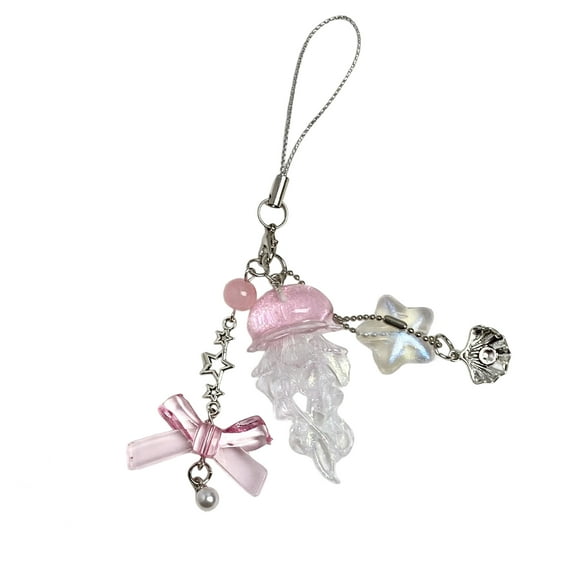 Jellyfish Phone Strap Elegant Keychain Decoration For Backpack Purse Gift Resin Alloy Accessory