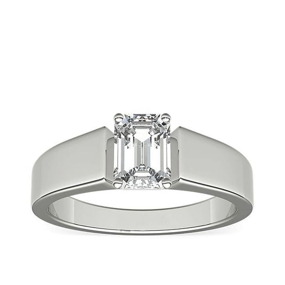 1.00 Carat Excellent Emerald Cut Natural Diamond Solitaire Beautiful Ring for Women Solid 18K White Gold Size 11.5
