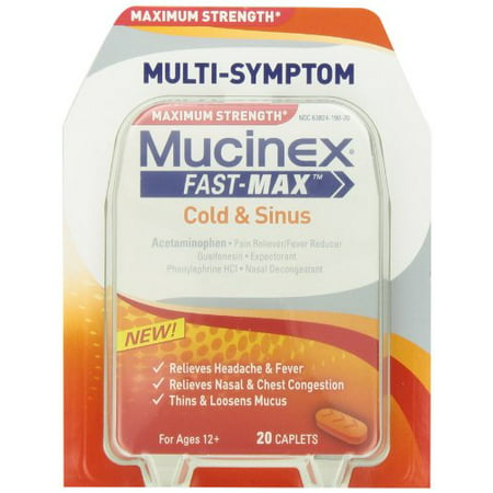 Mucinex Fast-Max Adult Cold and Sinus Caplets, 20