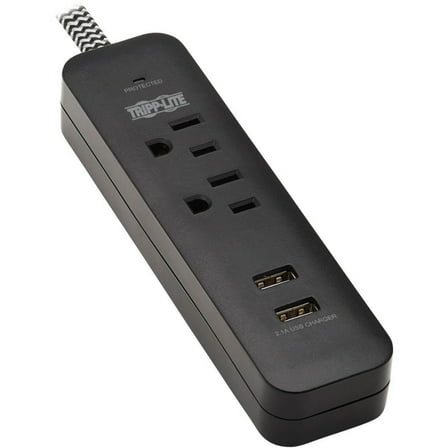 Tripp Lite Surge Protector Power Strip 2-Outlet 2 USB Ports 2.1A TLP206USB