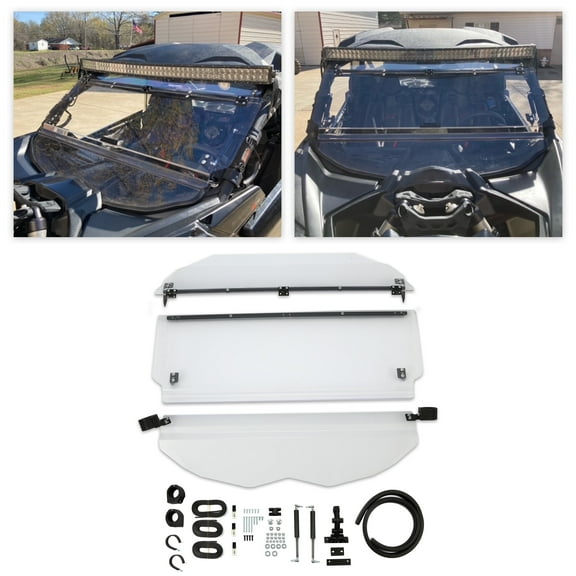 Kojem Clear Flip Windshield for Can-Am Maverick X3 900 X DS Turbo RR MAX 2017 2018 2019 2020 2021 2022 (64" /72")