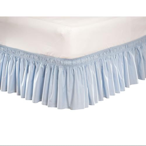 WRAP AROUND DUST RUFFLE, COTTON BLEND BED SKIRT, 14 INCH DROP, TWIN ...