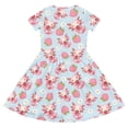 thumbnail image 5 of Girls Cute Dresses Axolotl Strawberry Print Short Sleeve Skater Dress Casual Cartoon Twirl Dress with Pockets Kids Summer Outfit for 4-14Y, 5 of 5