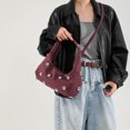 thumbnail image 2 of Bolso Con Tachuelas Mujeres Falsas Gamuza Correa Ajustable Cierre Vagabundo, 2 of 9