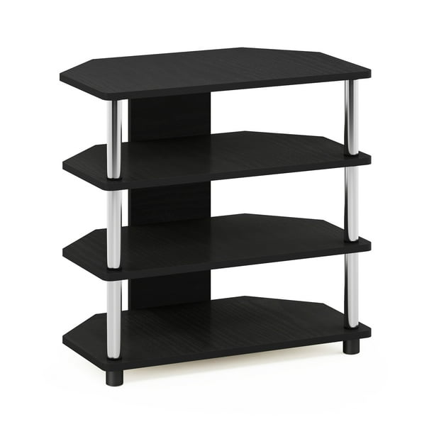 Furinno Econ Easy Assembly 4Tier Petite TV Stand, Americano, Stainless