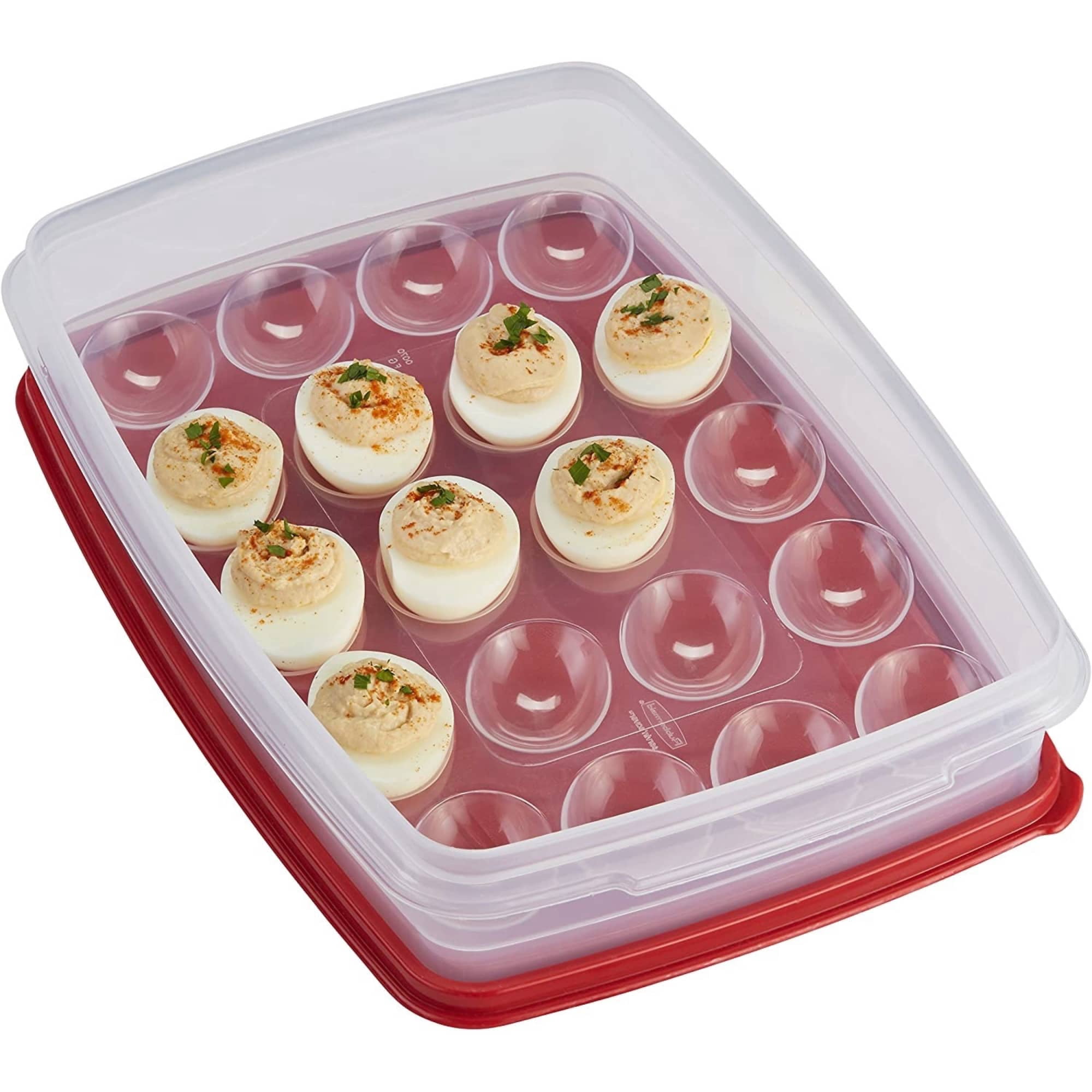 Rubbermaid Egg Keeper Food Storage Container, Clear/Red, 1 Count