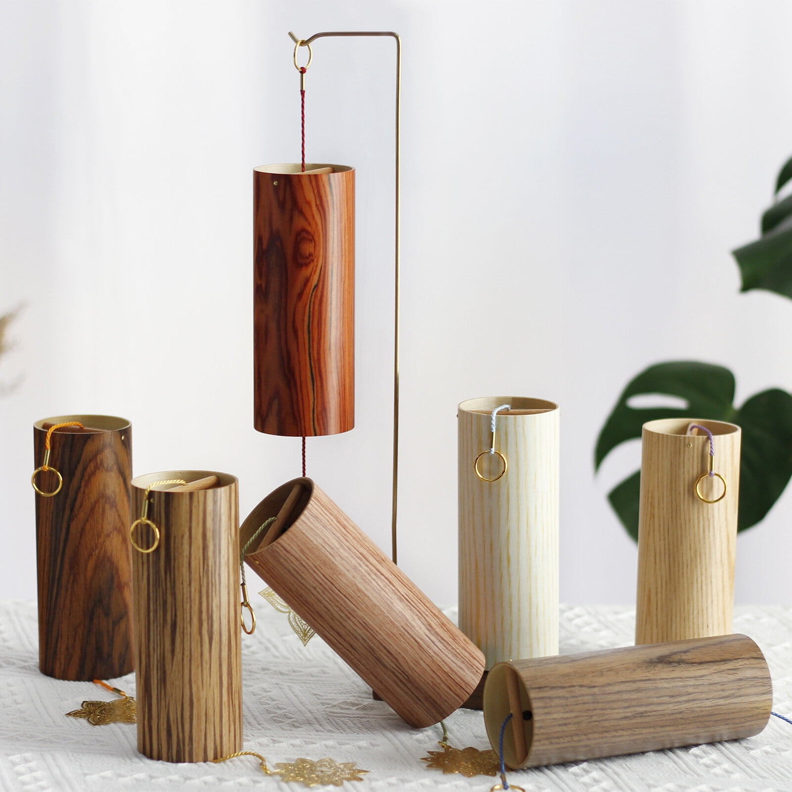 Chakra Chimes Natural Bamboo Wind Chimes Meditation Chord Windchime Windbell for Outdoor Garden Patio Home Decoration Zen Meditation Relaxation